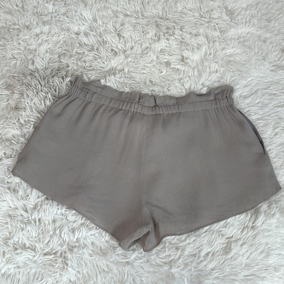 Wilfred Cool Grey Flowy Chiffon Mini Shorts with Front Tie - Picture 6 of 8